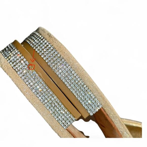 2/$25 Kate Spade Gold Shimmer Sandals Slides Fairycore Embellished Soft Girl 7.5 - Picture 10 of 12